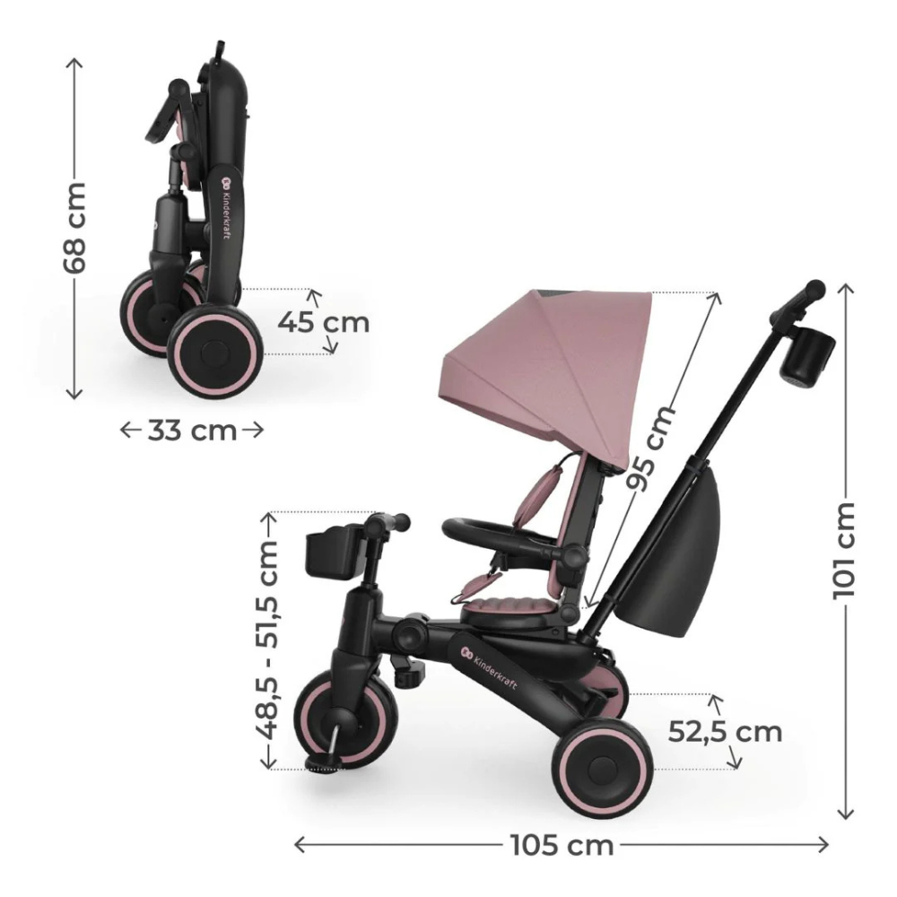 Triciclo Multifuncional 6 en 1 Jazz 3 - Pink | Kinderkraft