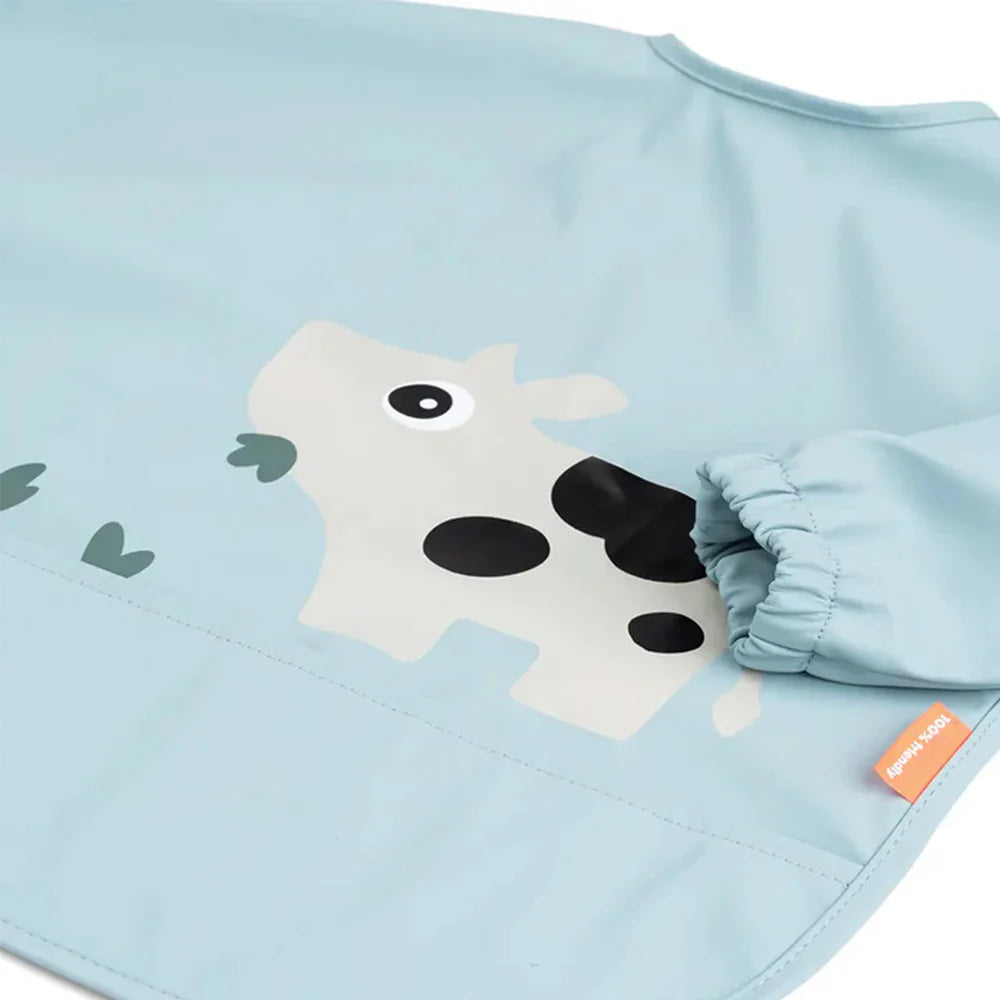 Babero Grande con Mangas y Bolsillo - Tiny Farm - Azul | Done by deer
