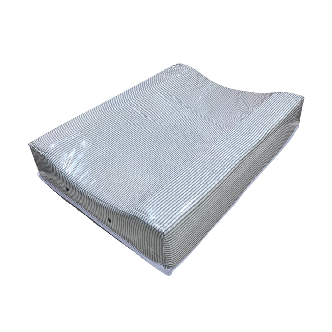 Anatomical Double Changing Mat - White with Fine Grey Stripes