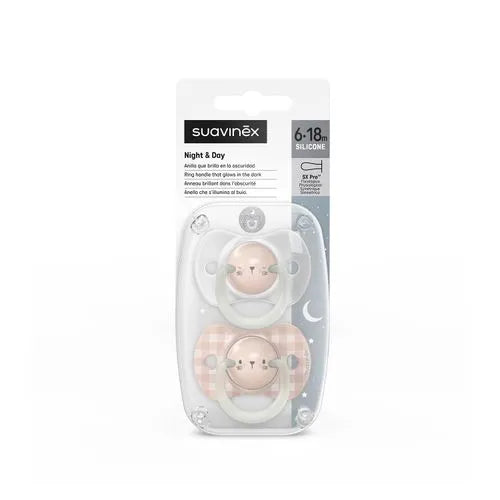 Pack de 2 Chupetes Fisiológicos Nocturnos Conejo - Rosa | Suavinex