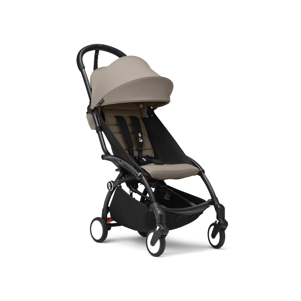Coche Completo Stokke® YOYO³ – Chasis Negro + Asiento 6+ + Moisés - Taupe | YOYO by Stokke