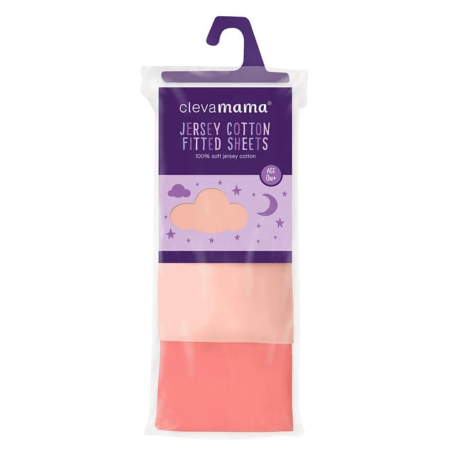 Pack de 2 Sábanas Bajeras para Cuna - Algodón Jersey - Coral | ClevaMama