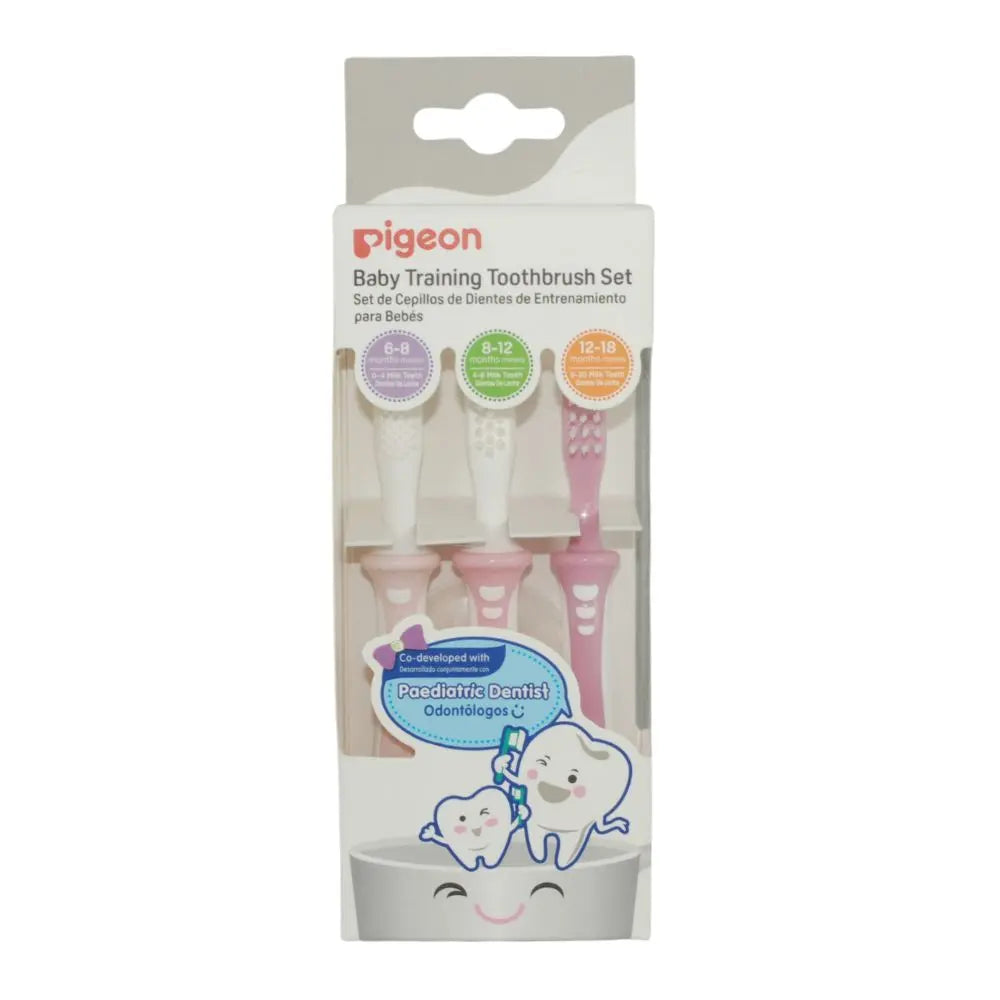 Set de Aprendizaje Cepillos Dentales 3 Pasos – Rosado | Pigeon