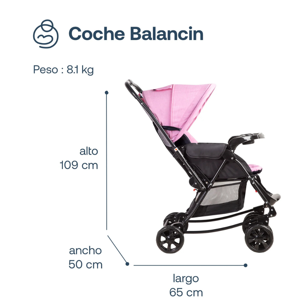 Coche Cuna Balancín Bebesit SX - Rosado | Bebesit