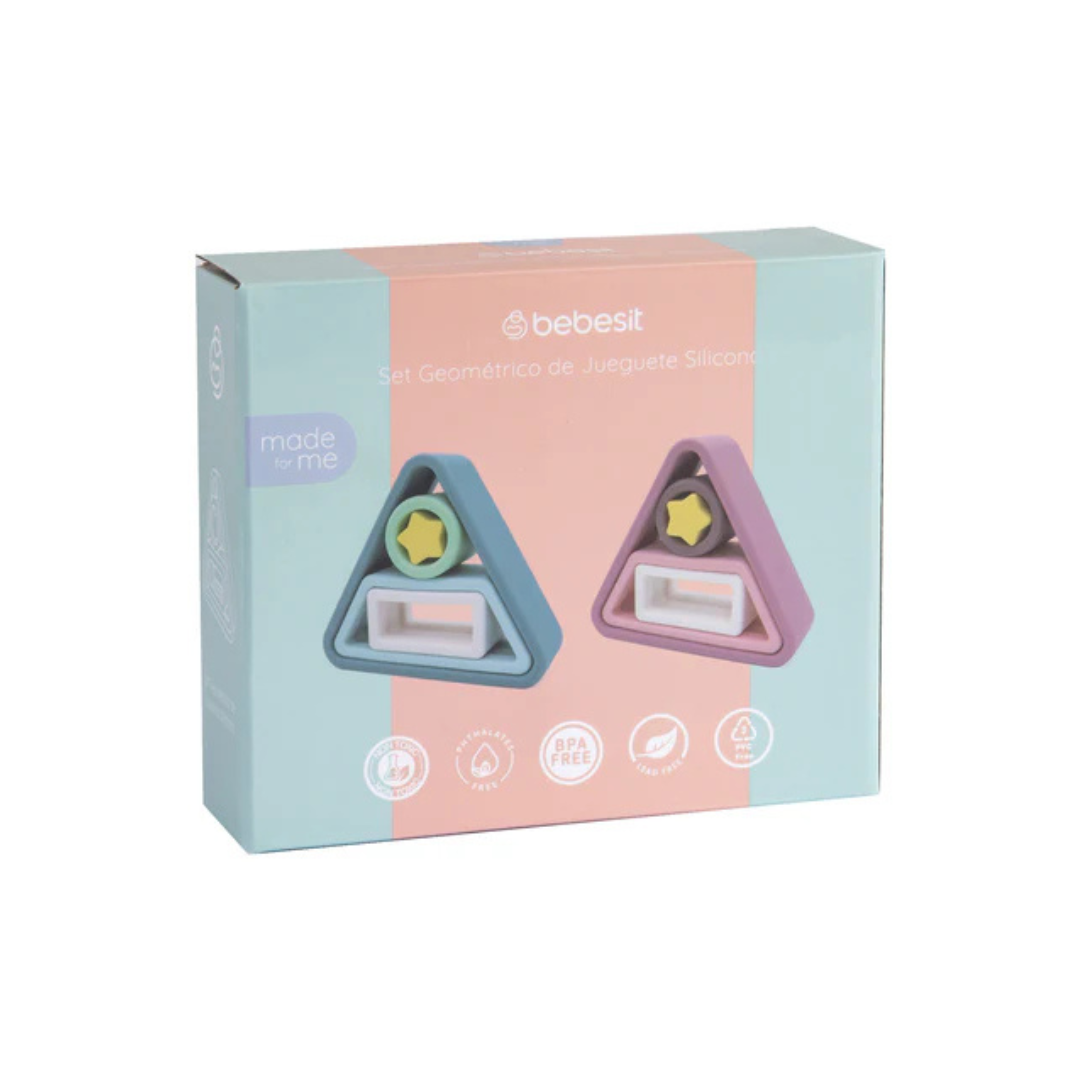 Juguete Montessori Geometría Silicona - Rosa | Bebesit