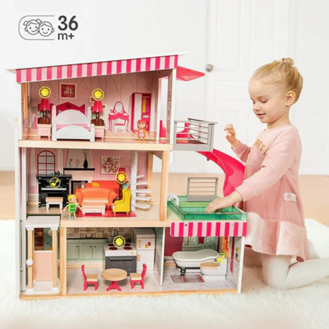 Casa de Muñecas + Muebles Madera Montessori - Bella | Bebesit
