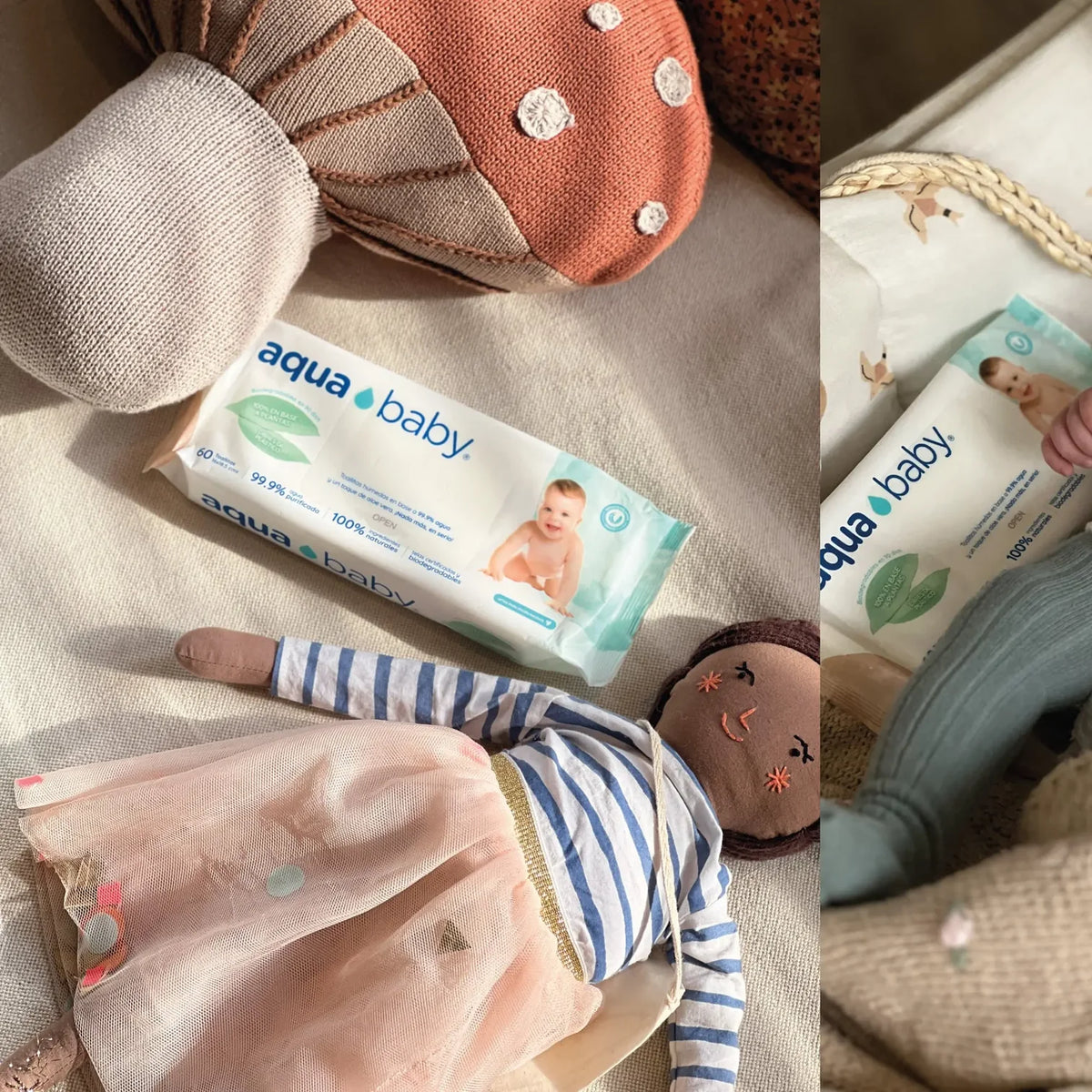 Toallitas Húmedas Biodegradables - Caja de 12 Paquetes de 60 Toallitas | Aqua Baby