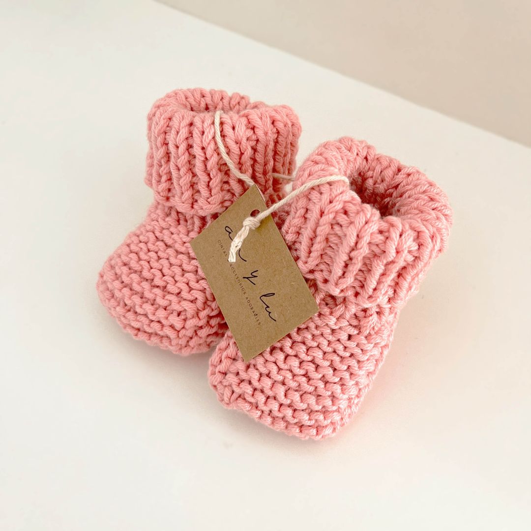 Knitted bootie (0-6 months) - Pink