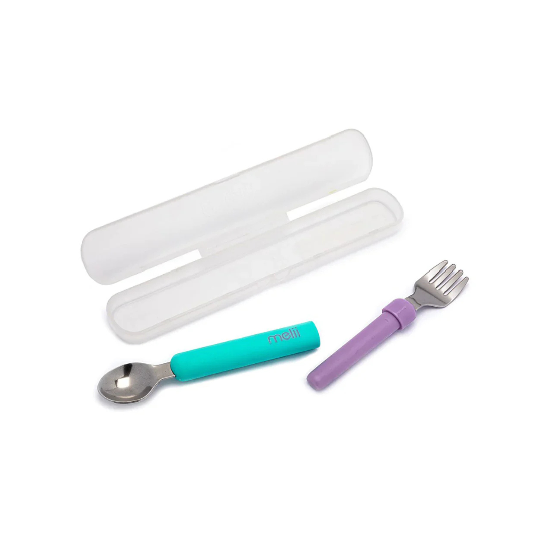 Set Cuchara y Tenedor Desmontable - Azul y Morado | Melii