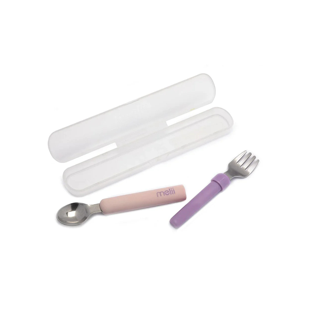 Set Cuchara y Tenedor Desmontable - Rosado y Morado | Melii