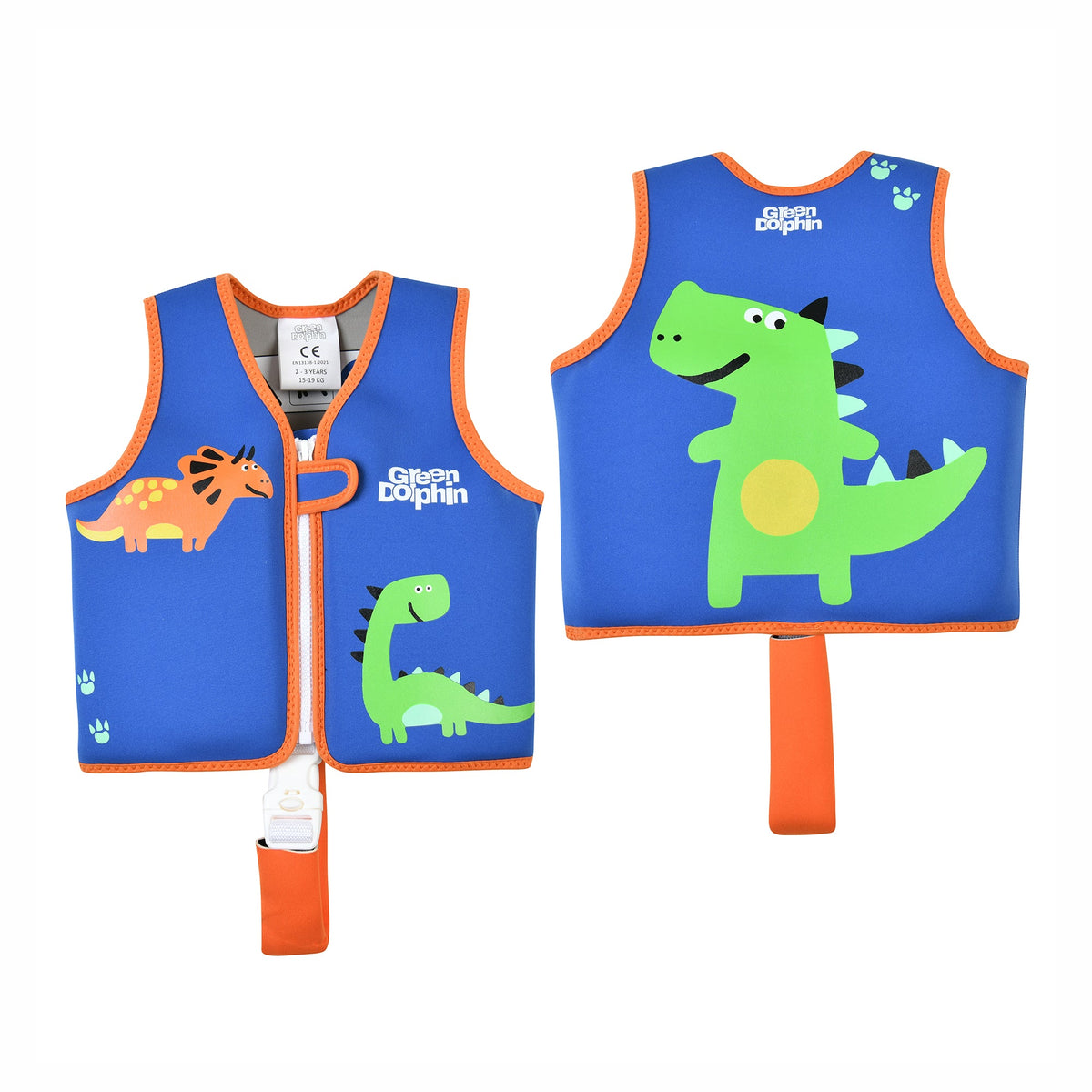 Chaleco Flotador Infantil - Dinosaurio Azul | Green Dolphin