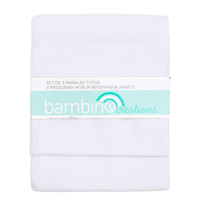 Pack de 3 Paños de Muselina - Blanco | Bambino