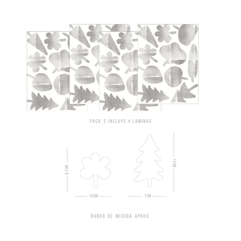 Stickers Decorativos Para Muros - Coniferas Gris | Murami