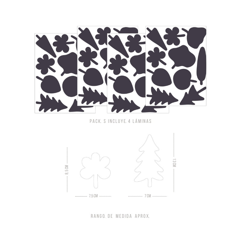 Stickers Decorativos Para Muros - Coniferas Negro | Murami