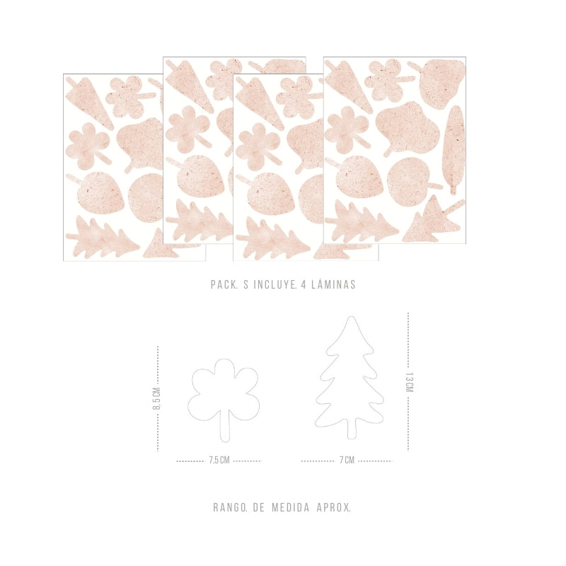 Stickers Decorativos Para Muros - Coniferas Rosada | Murami