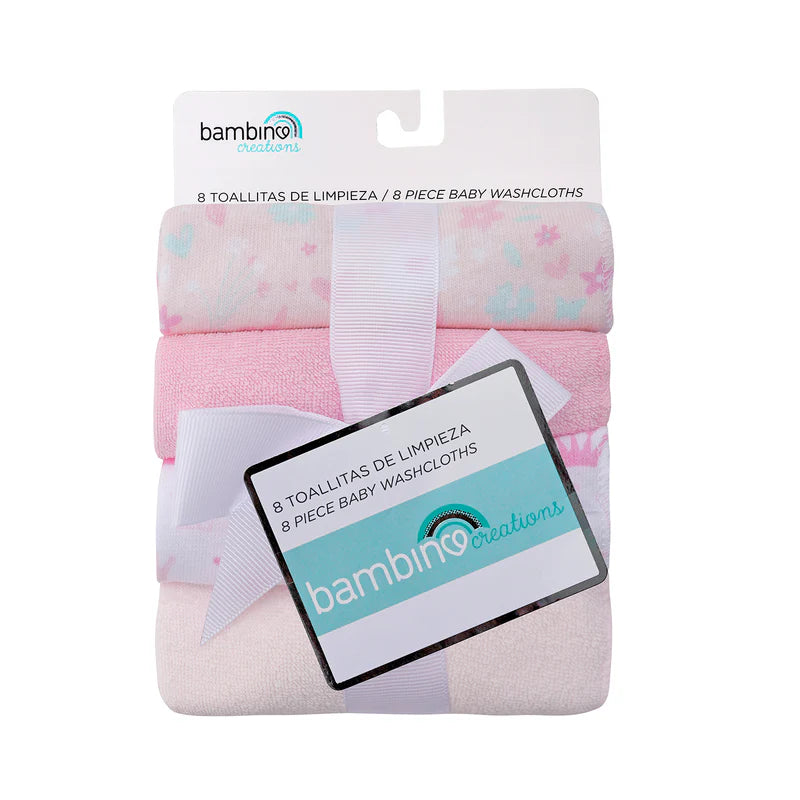 Pack de 8 Toallitas de Limpieza de Algodón - Coronas y Flores | Bambino