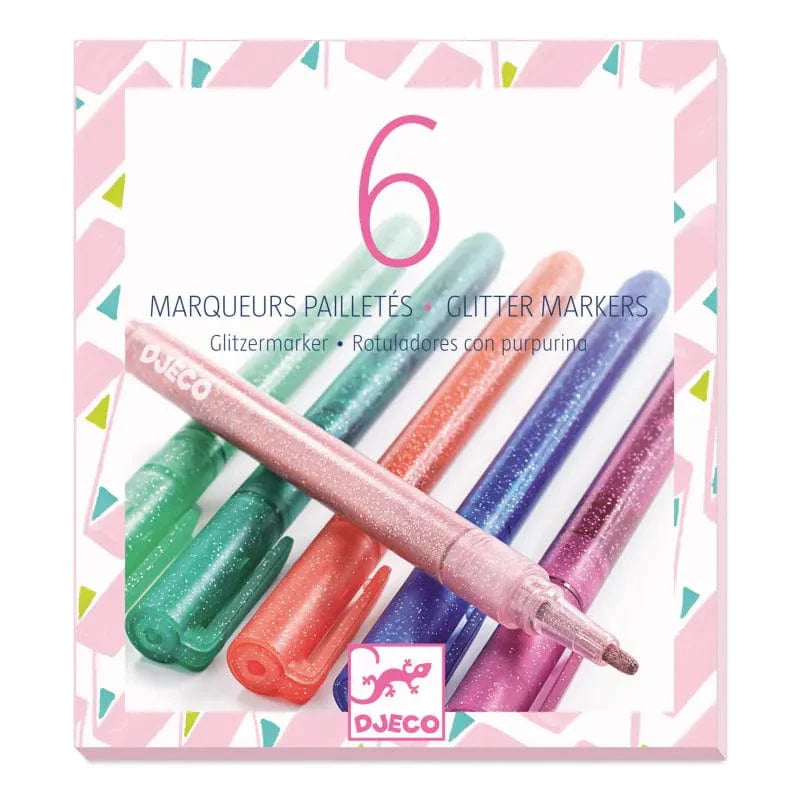 Set de 6 Lápices Plumones Glitter - Pasteles | Djeco