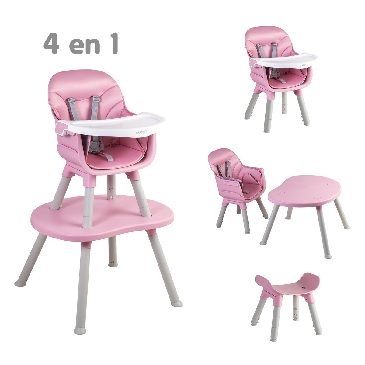 Silla de Comer Baby Desk 4 en 1 - Rosa | Bebesit