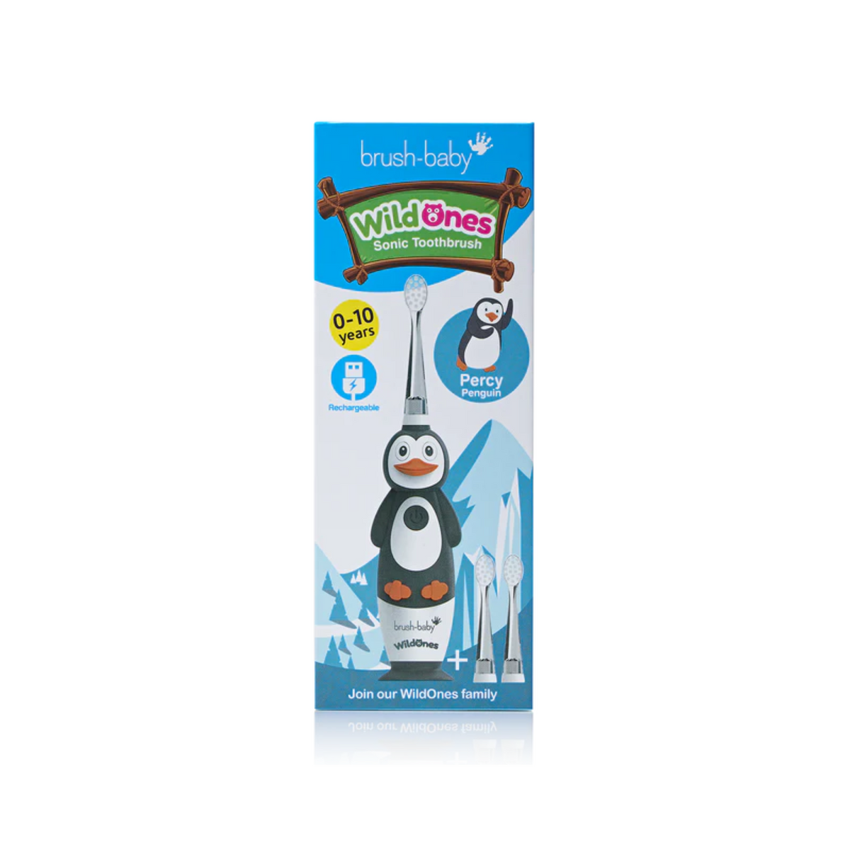 Cepillo de Dientes Eléctrico Recargable para Bebés y Niños WildOnes - Pingüino | Brush Baby