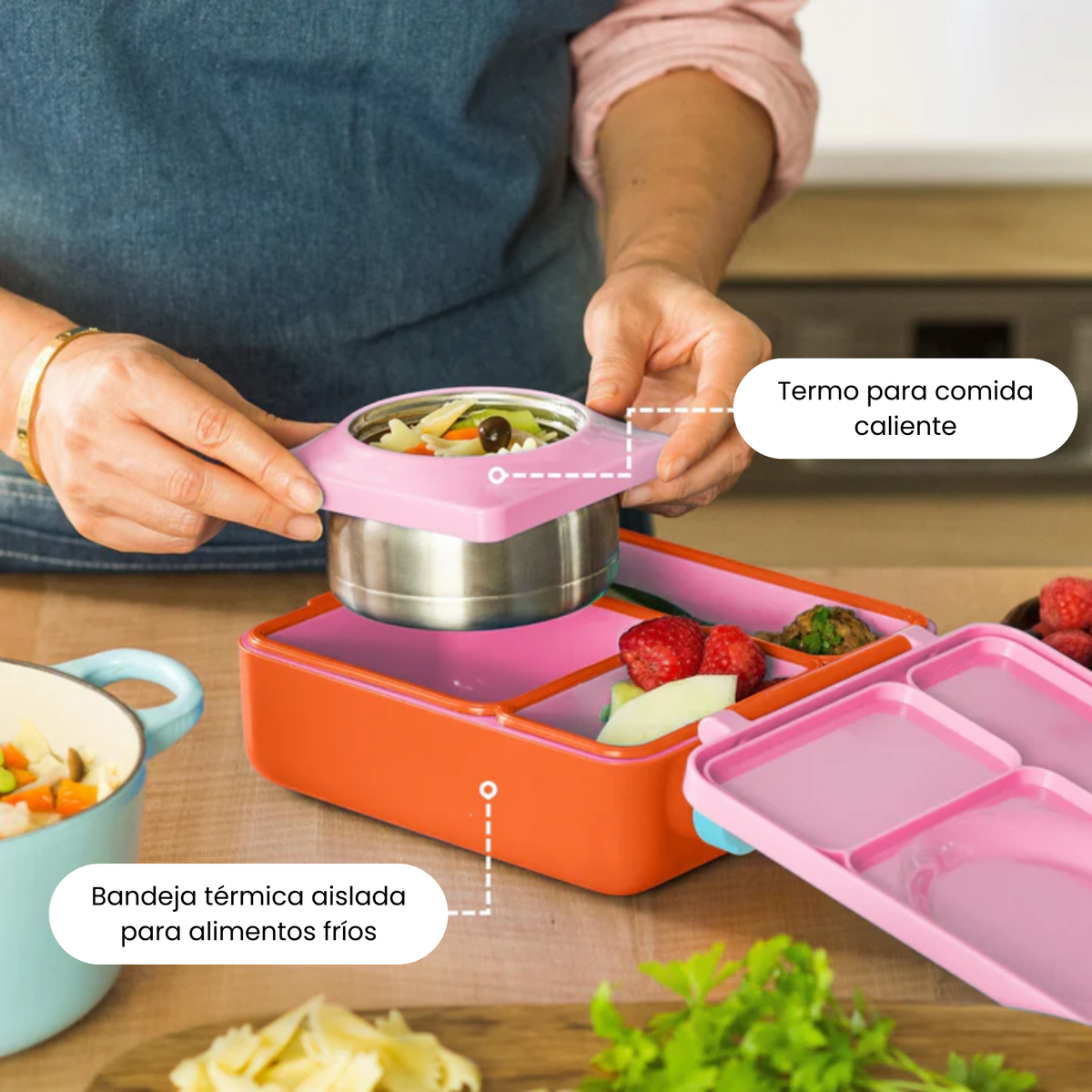 OmieBox® – Lonchera Térmica Infantil con Termo Integrado - Pink Berry | Omie