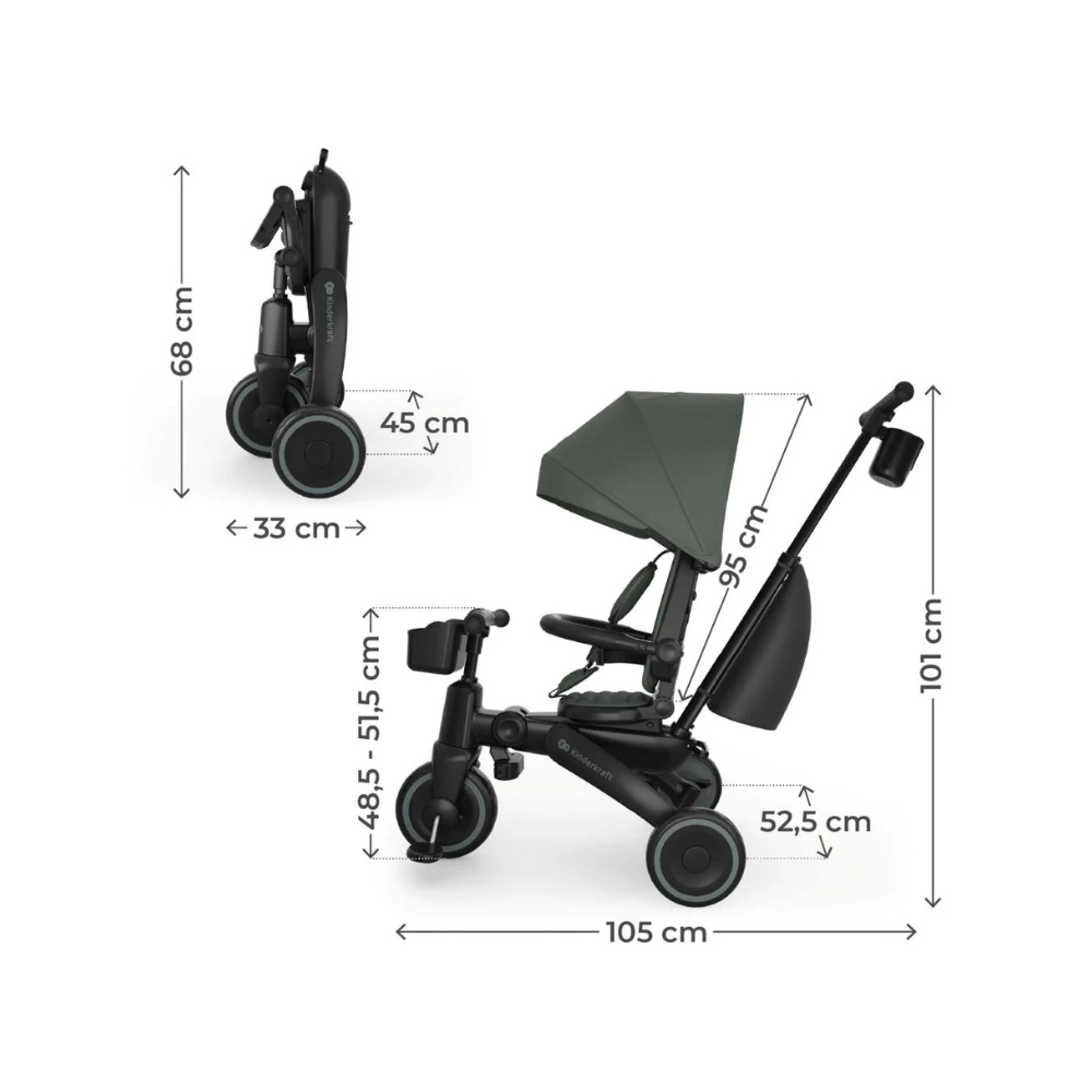 Triciclo Multifuncional 6 en 1  Jazz 3 - Green | Kinderkraft