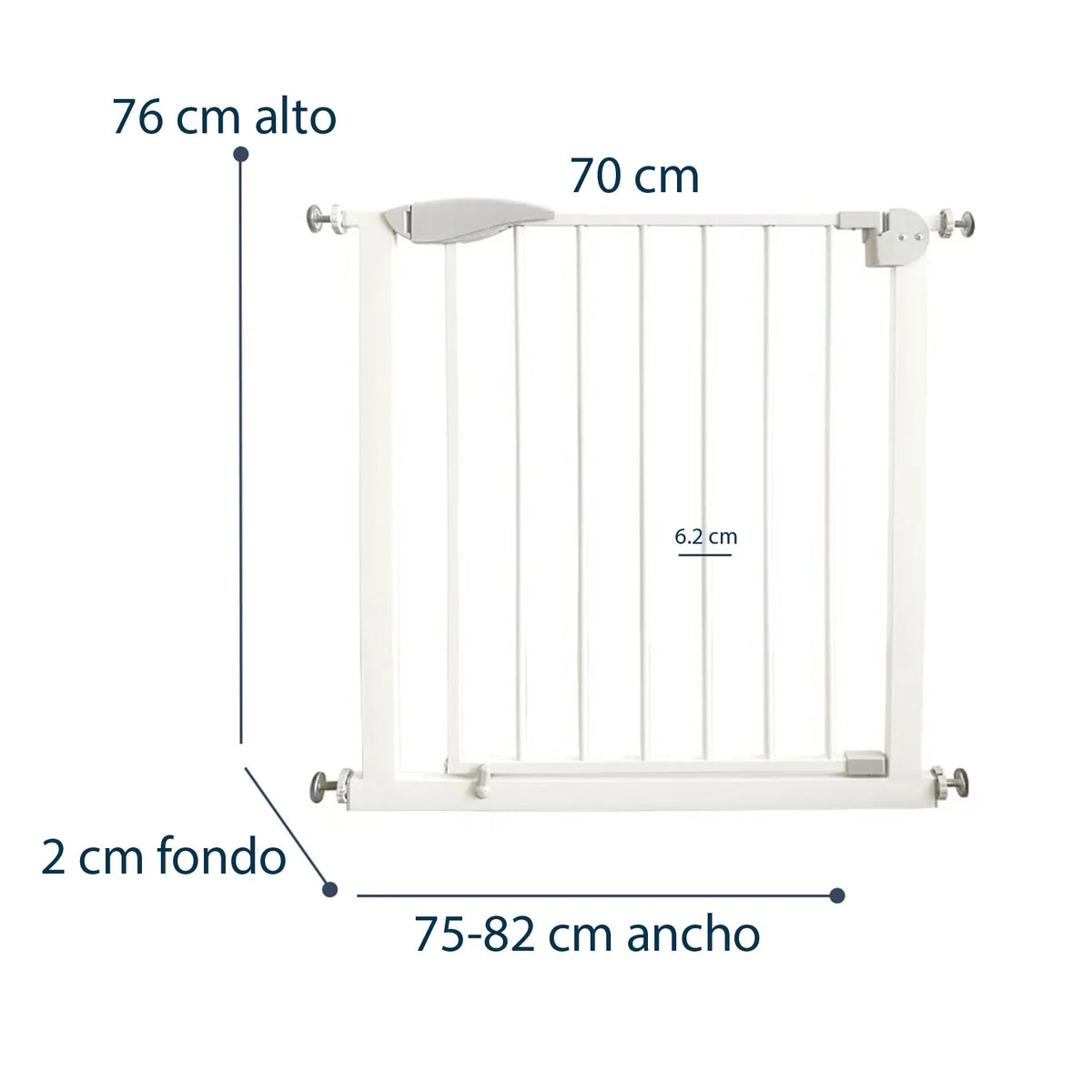 Reja de Seguridad para Bebés con Doble Seguro Ajustable de 75 a 82 cm | Bebesit