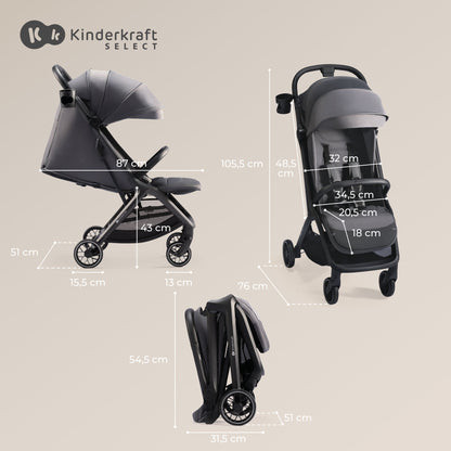 Coche de Paseo Compacto Nubi 2 - Cloudy Grey | Kinderkraft