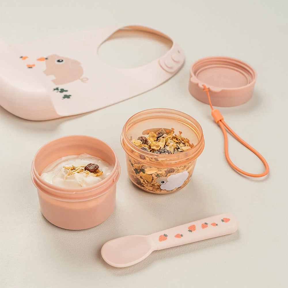 Contenedor de Snack 2 en 1 para Llevar Tiny Farm - Rosa