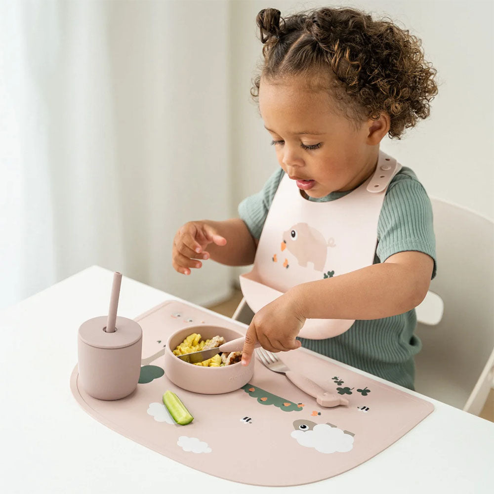 Set de 2 Baberos de Silicona Tiny Farm - Rosa
