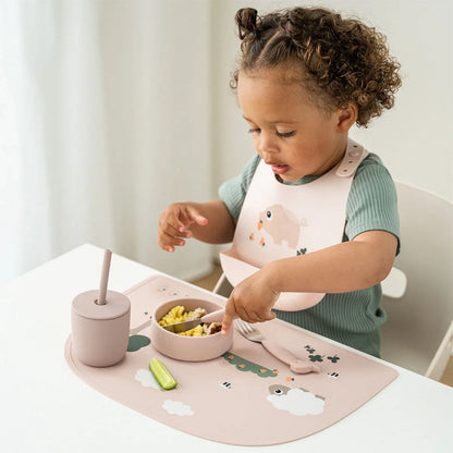 Set de 2 Baberos de Silicona Tiny Farm - Rosa