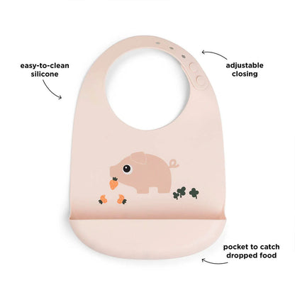 Set de 2 Baberos de Silicona Tiny Farm - Rosa
