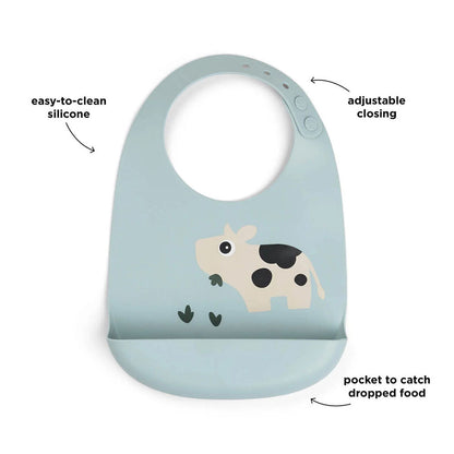 Set de 2 Baberos de Silicona Tiny Farm - Azul