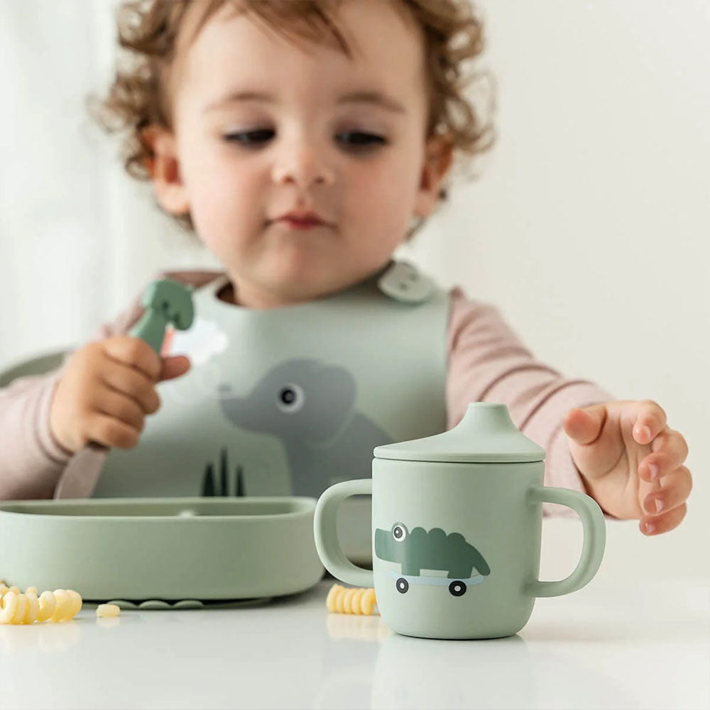 Vaso con Boquilla de Silicona de 2 Asas Playground - Verde