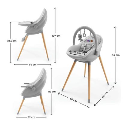 Silla de Comer Evolutiva 3 en 1 FINI UP - Grey | Kinderkraft