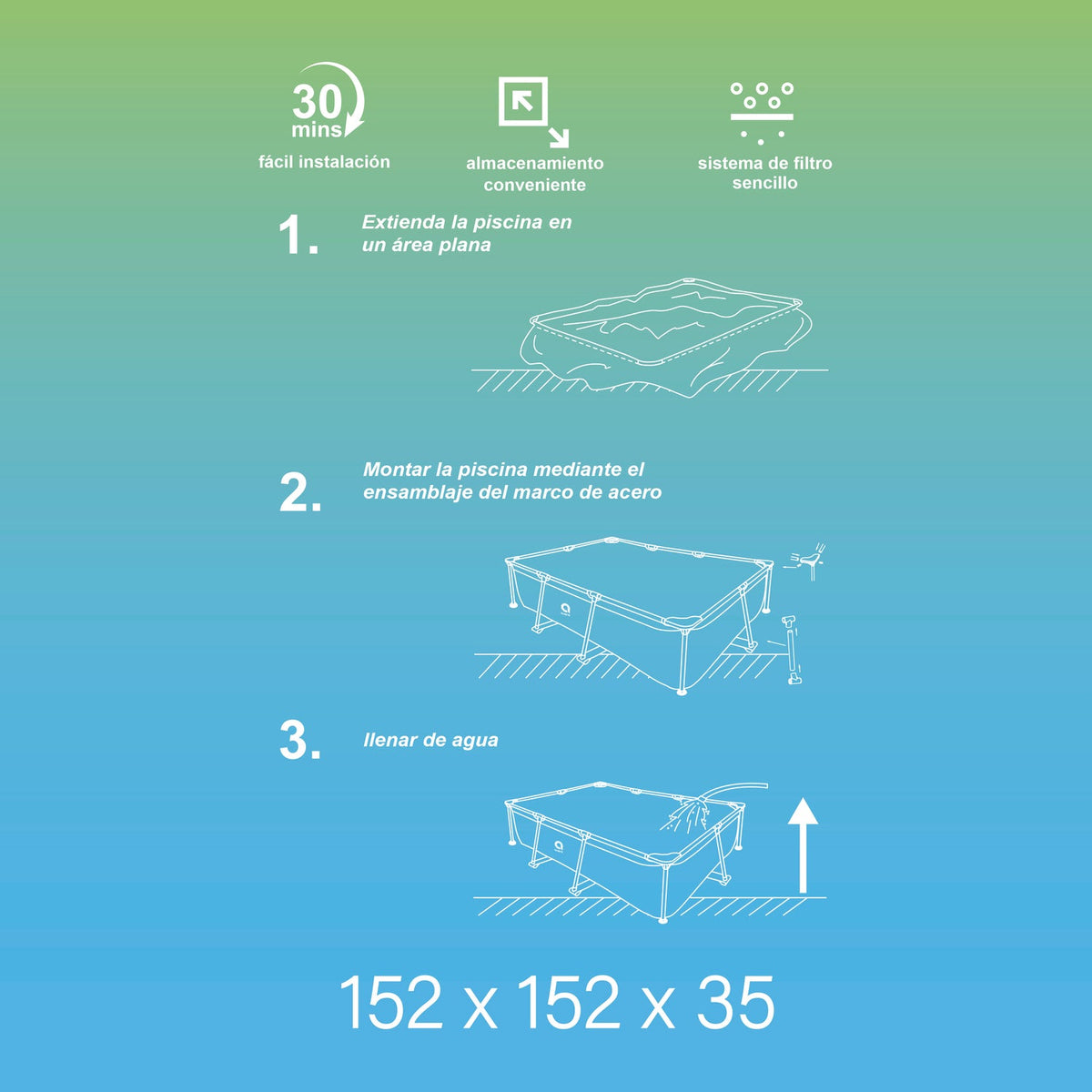 Piscina Estructural Cuadrada BeSplash | Bebesit