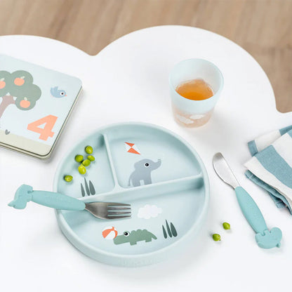 Plato con Compartimentos y Ventosa Playground - Azul