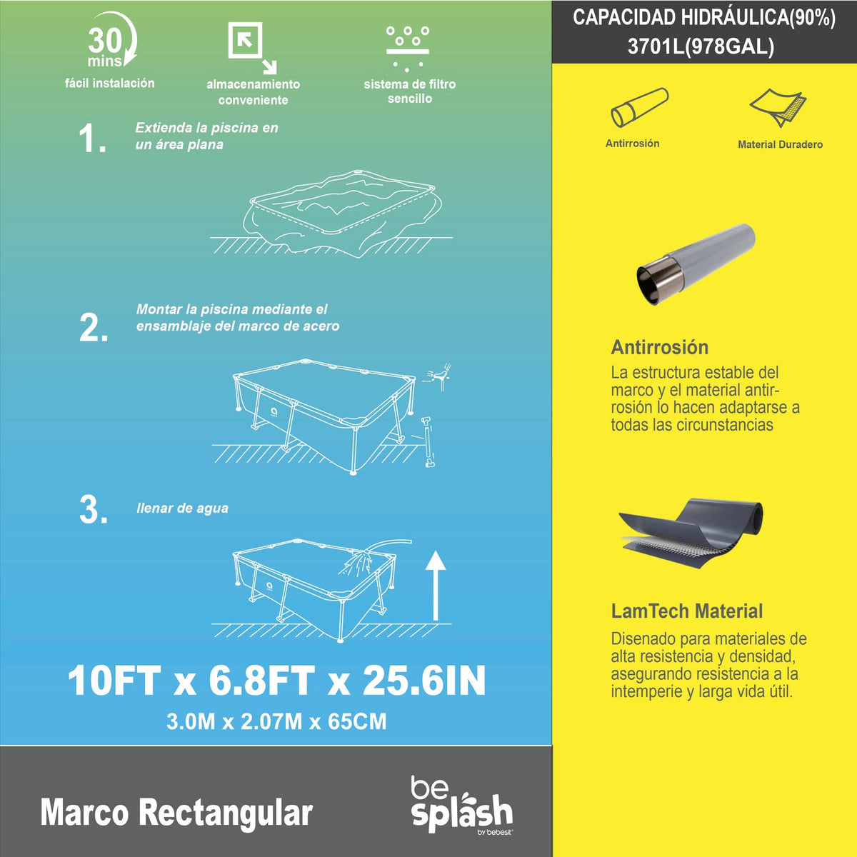 Piscina Estructural Rectangular BeSplash | Bebesit