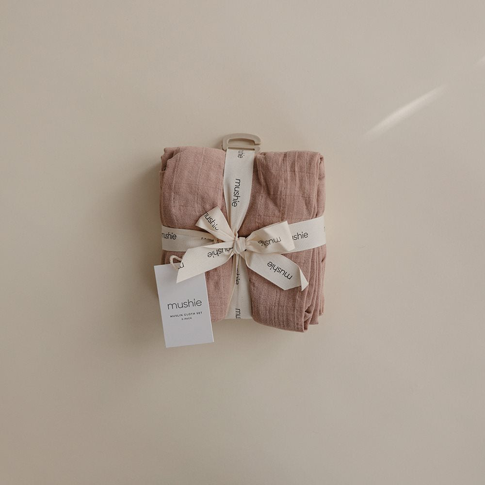 Pack de 3 Paños de Muselina de Algodón Orgánico - Natural Beige | Mushie