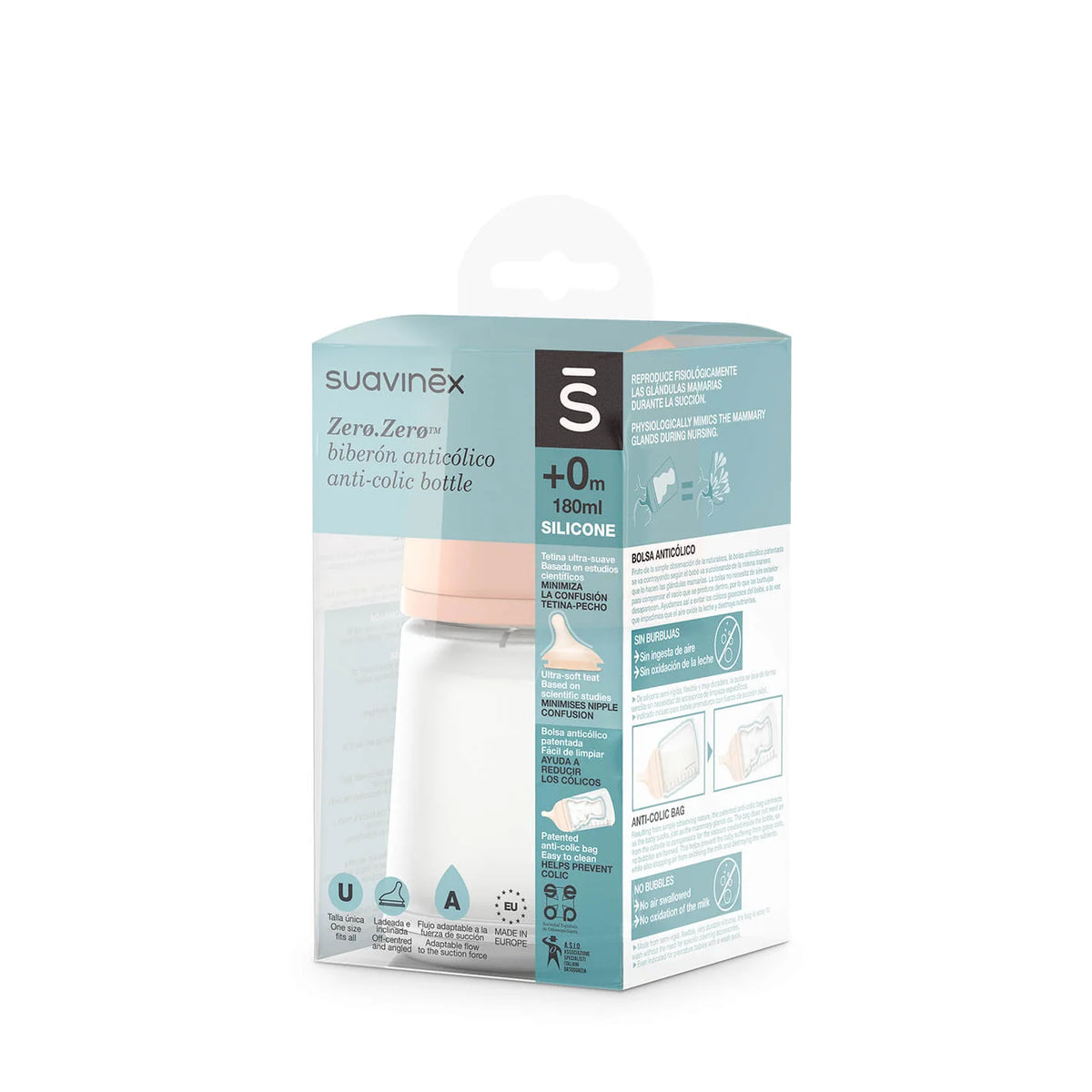 Mamadera Zerø Zerø™  180 ml Anticólicos - Flujo Adaptable | Suavinex