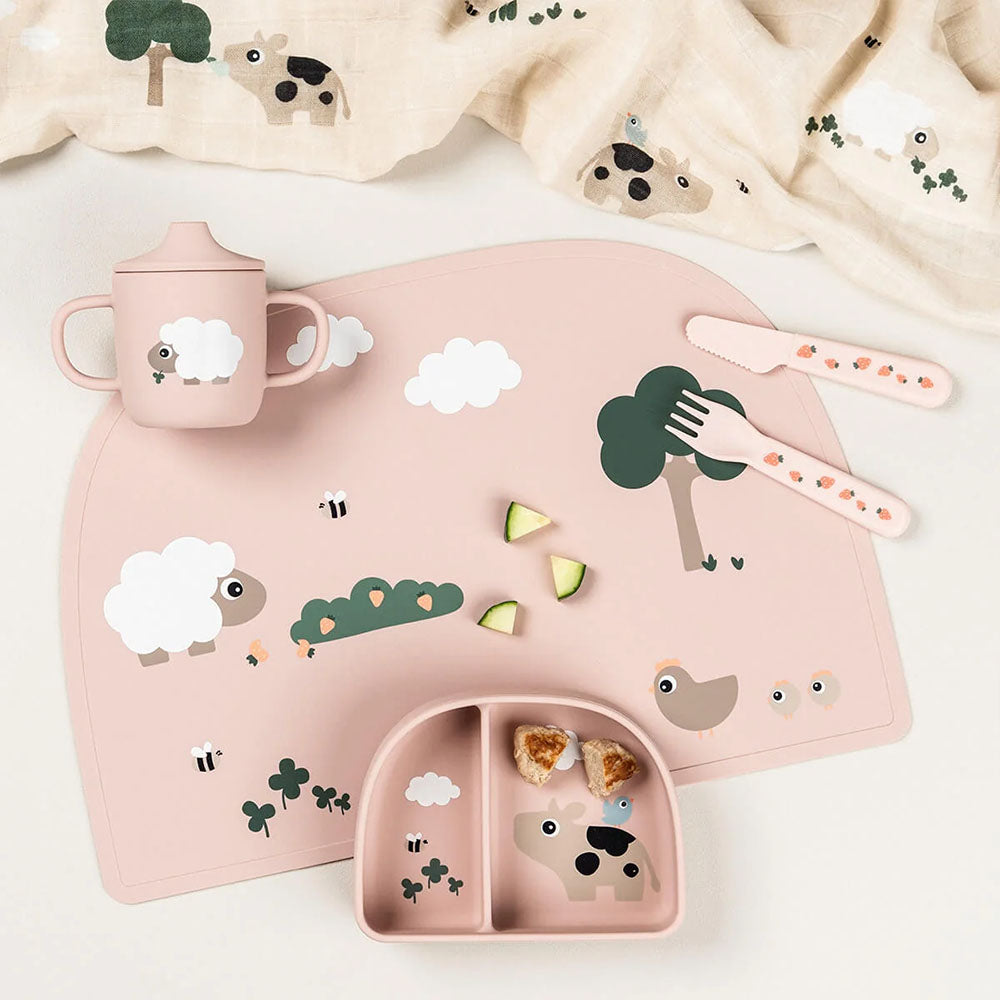 Bowl con Compartimentos Stick & Stay Tiny Farm - Rosa