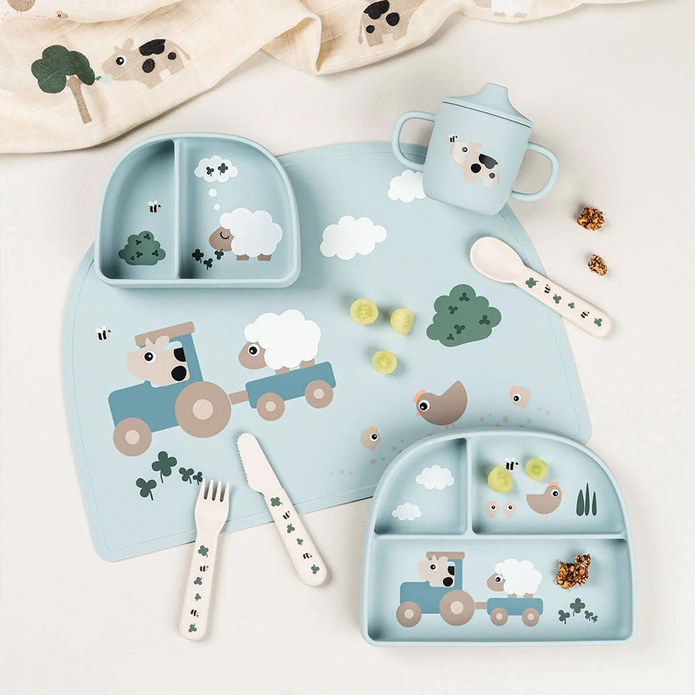Bowl con Compartimentos Stick & Stay Tiny Farm - Azul