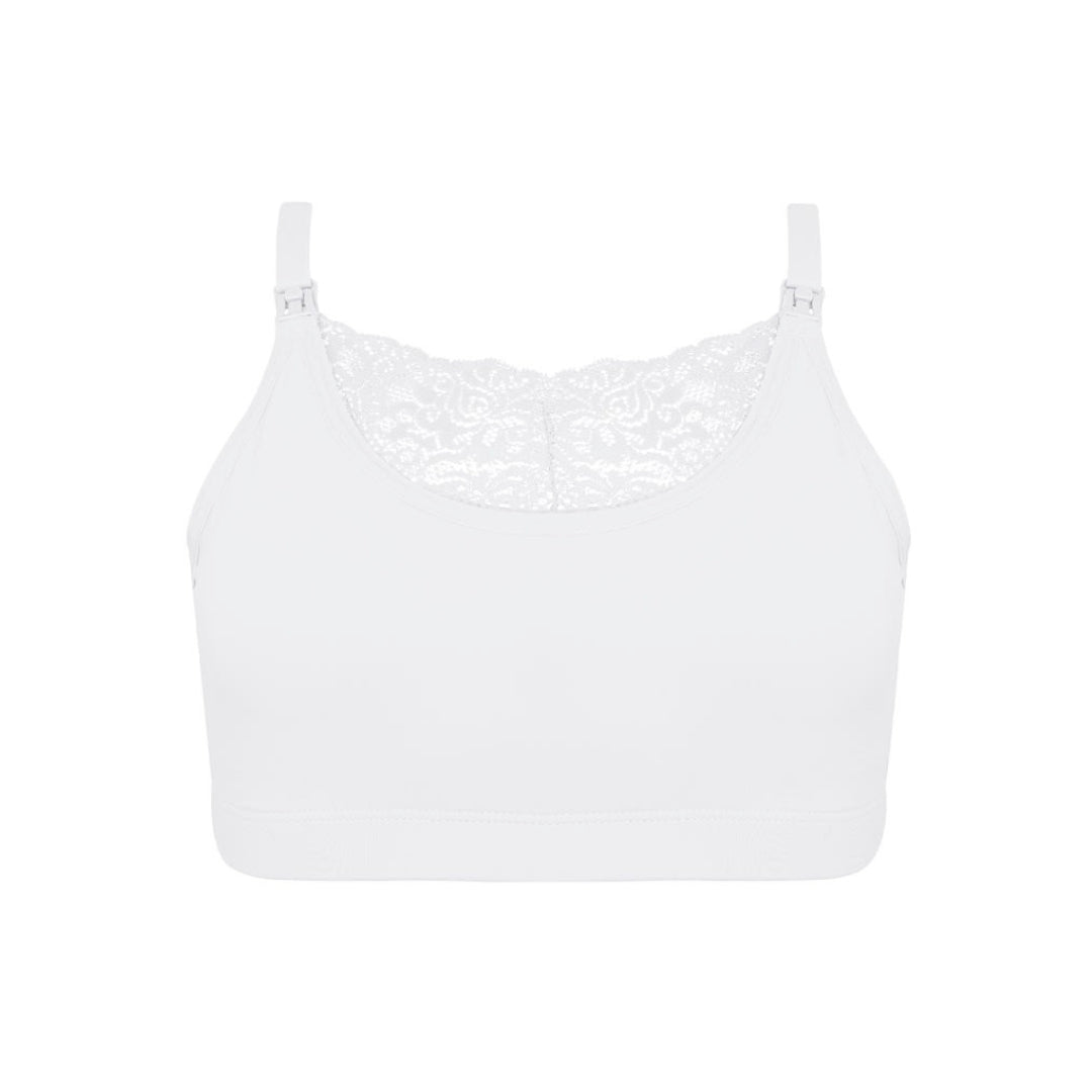Semi Lace Nursing and Pregnancy Bra - White