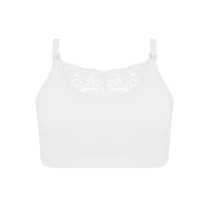 Semi Lace Nursing and Pregnancy Bra - White