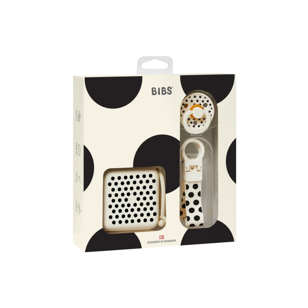 Set de Regalo Soothe & Go - Polka Ivory/Black | BIBS