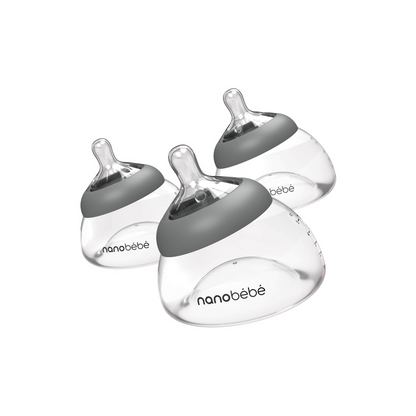 Pack 3 Mamaderas de Lactancia - 150 ml - Gris | Nanobebé