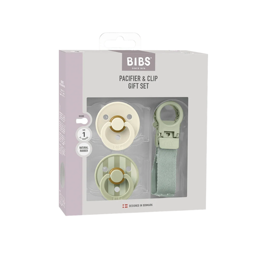 Set de Regalo Chupete Colour y Portachupetes Loop - Sage | BIBS