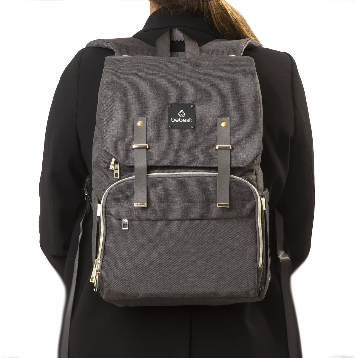 Mochila Maternal Mudador - Melange Negro | Bebesit