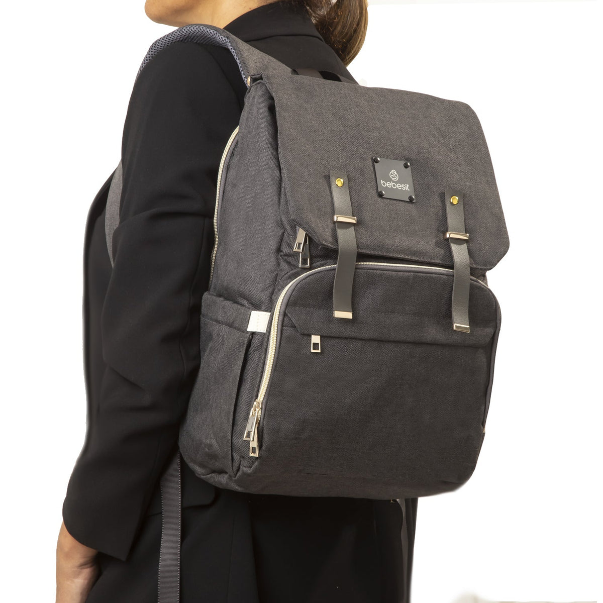Mochila Maternal Mudador - Melange Negro | Bebesit