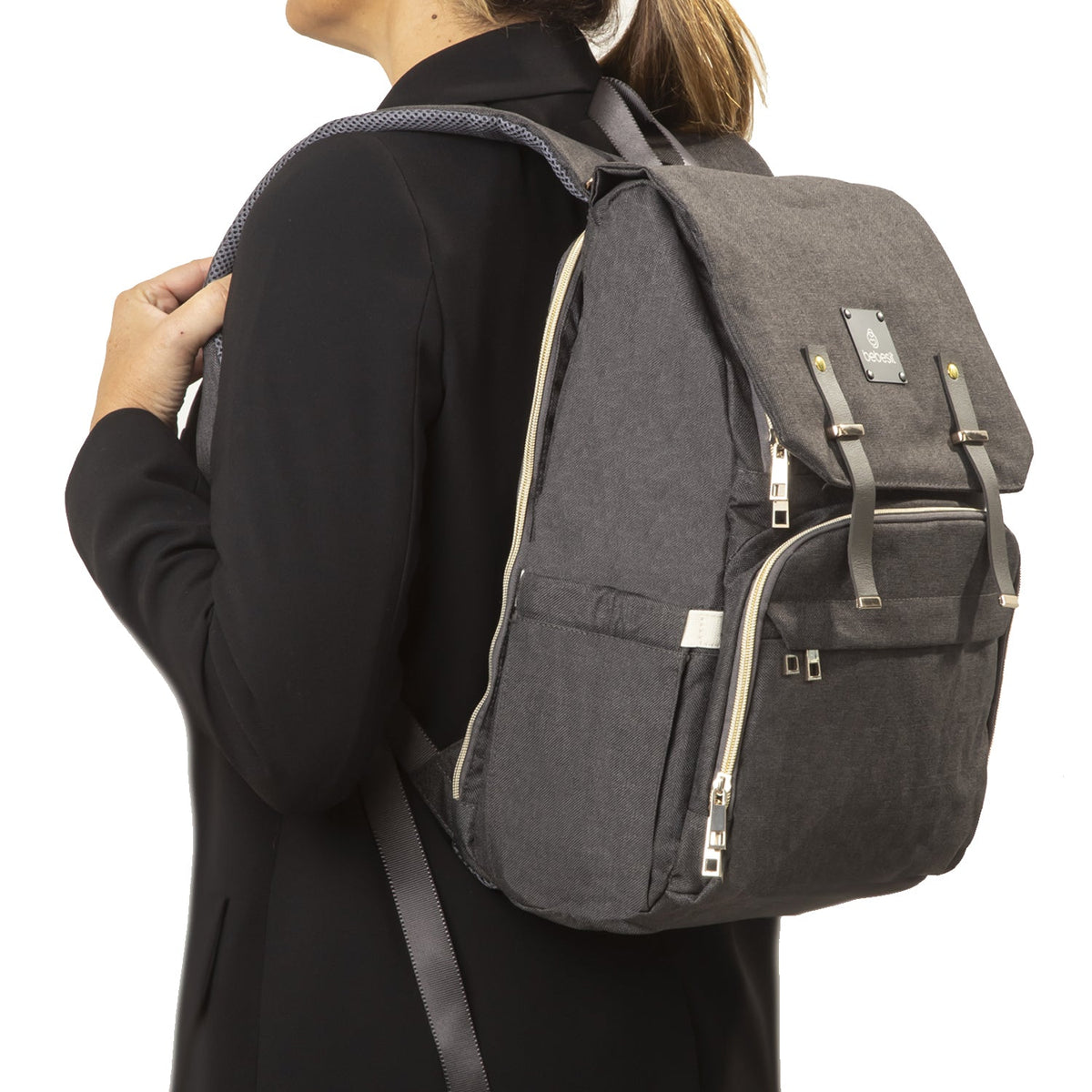 Mochila Maternal Mudador - Melange Negro | Bebesit