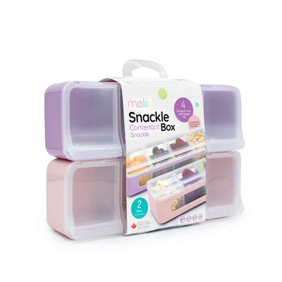 Pack de 2 Contenedores de 4 compartimientos -  Rosado y Morado | Melii